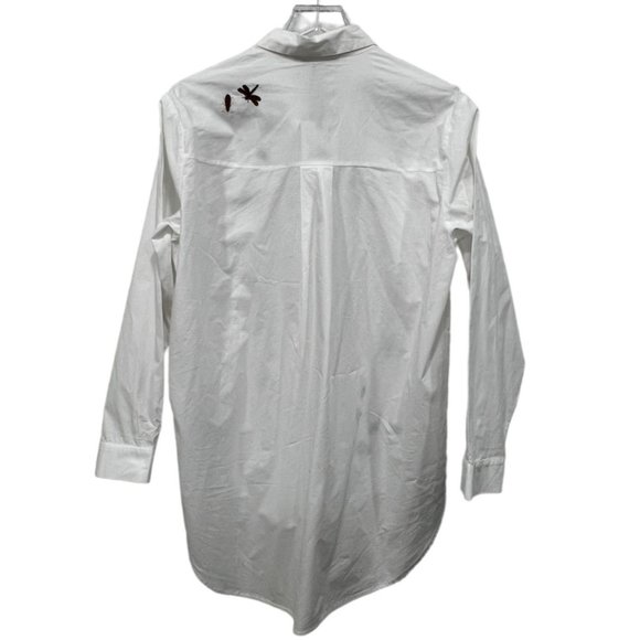 Embroidered Insect White Women's Top - Picture 5 of 9